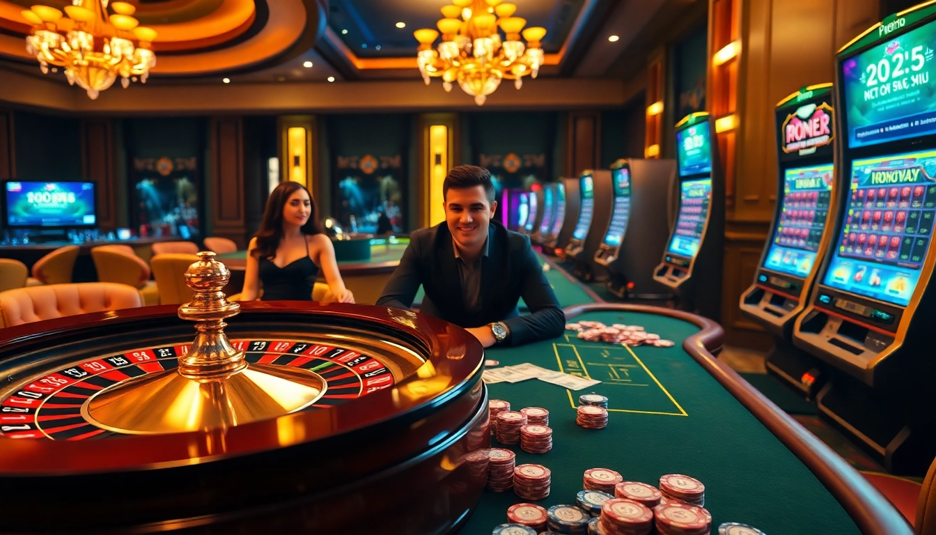 Players enjoying various games at winvn.wiki, showcasing excitement in a lively casino atmosphere.