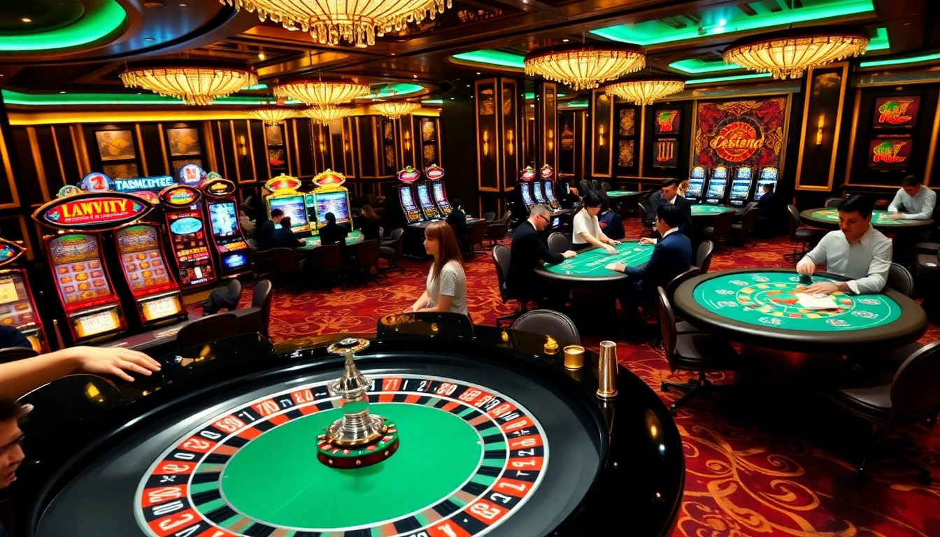 Exciting casino scene highlighting players engaged in betting activities at trang chủ nk88.